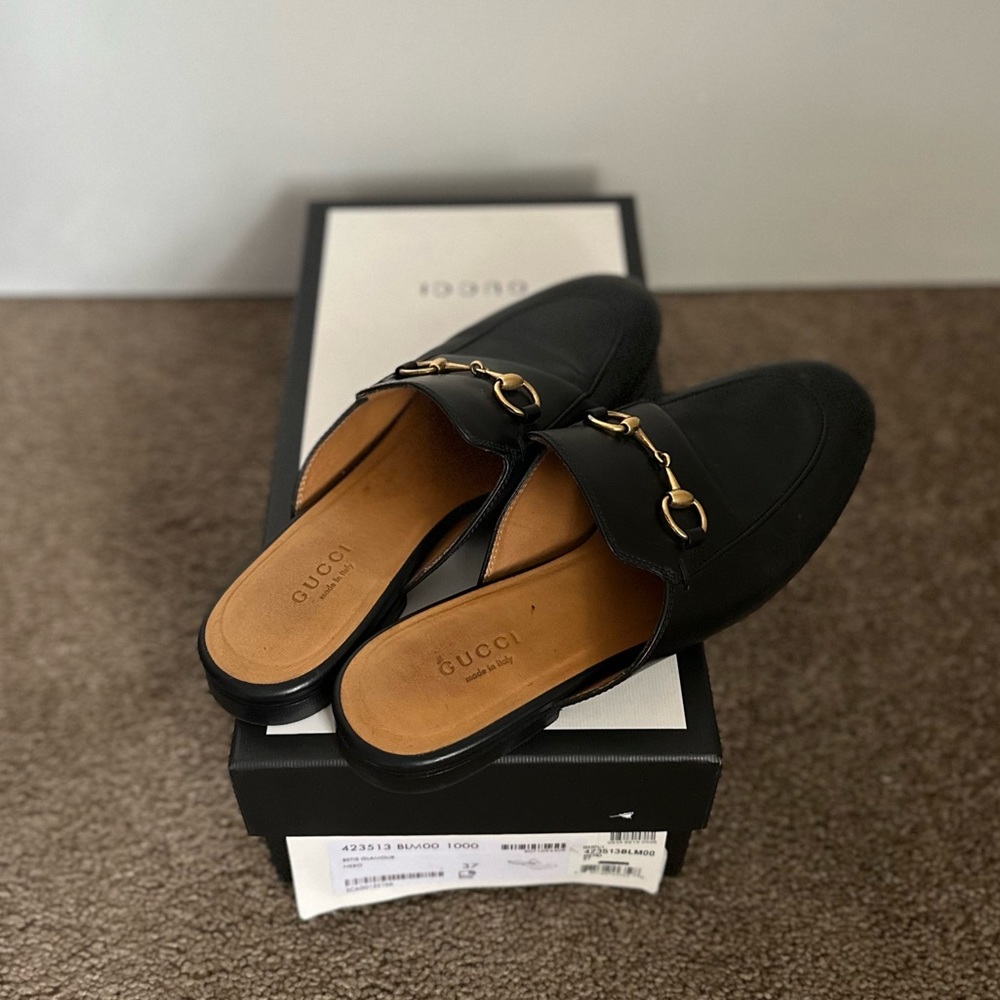 Gucci Princetown Loafer Mule (Women) Black Leather Size US7/37EU
